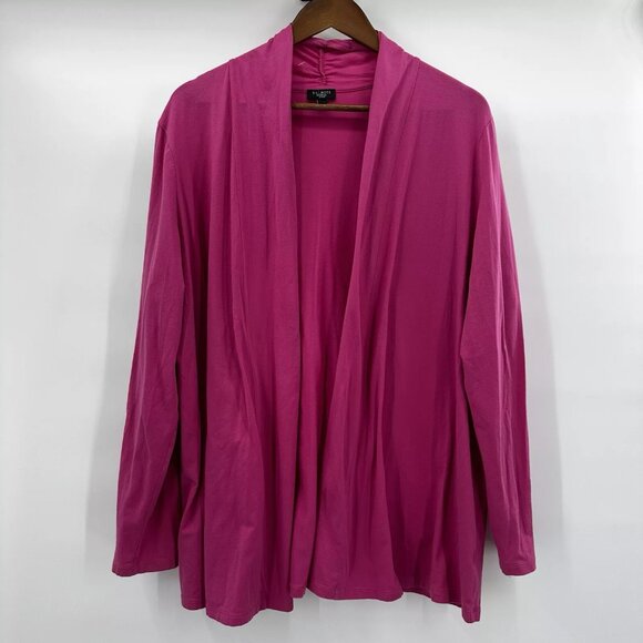 Talbots Cardigan Sweater Womens 2X Pink Open Light Weight Casual Layering - Picture 1 of 9